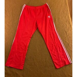 Adidas Mens 2XL Red 3-Stripe Trefoil Logo Zippered Ankle Track Pants